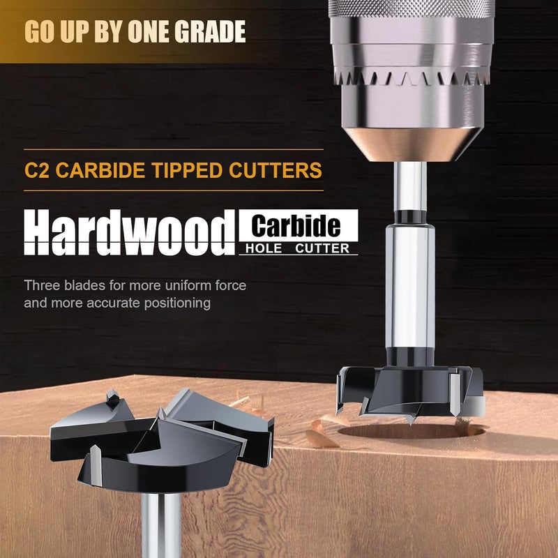 WOBLLMX 3-1/8" | 80mm Forstner Drill Bit,Triple Flute Tungsten Carbide Tipped - for Hard Wood,Soft Wood Woodworking Hinge Cutter Tool Kits for Veneered Plywood Plastic - Image 5